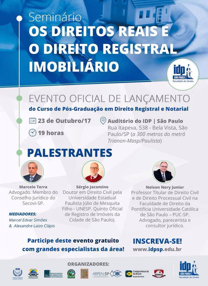 Seminário – Os Direitos Reais e o Direito Registral Imobiliário