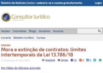 Mora e extinção de contratos: limites intertemporais da Lei 13.786/18