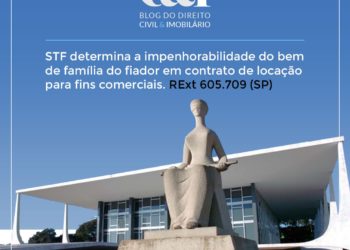 STF determina a impenhorabilidade do bem de família do fiador em contrato de locação para fins comerciais