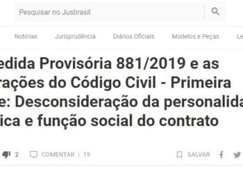 A Medida Provisória 881/2019 e as Alterações do Código Civil