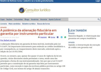 Artigo: A polêmica da alienação fiduciária em garantia por instrumento particular