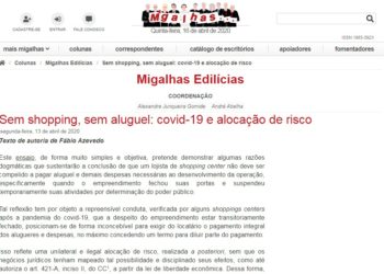 Sem shopping, sem aluguel: covid-19 e alocação de risco