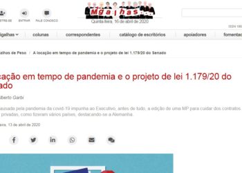A locação em tempo de pandemia e o projeto de lei 1.179/20 do Senado