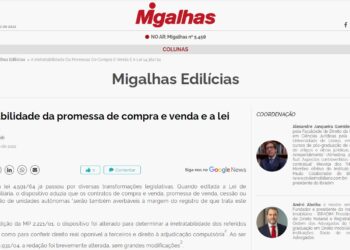 Artigo: A irretratabilidade da promessa de compra e venda e a lei 14.382/22