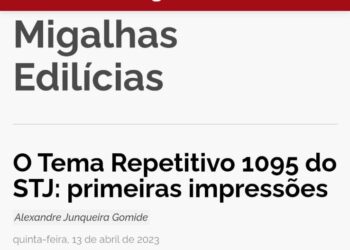 Artigo: O Tema repetitivo 1095 do STJ: primeiras impressões